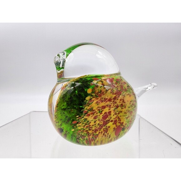 Svoboda Studio Art Glass Bird Paperweight Figurine Czech Republic  Green Yellow - Picture 5 of 10